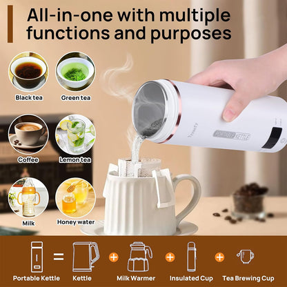 ⏳Time-Limited Special ⏰✨ 500ml Portable Travel Electric Kettle – 4-Stage Temp Control 45°C-100°C with Live LED Display, Rapid 5-Min Boiling, 12H Keep Warm, 360° Leak-Proof Sealing & Double-Layer Anti-Scald Shell – 520g for Hotel Office Travel ✈️
