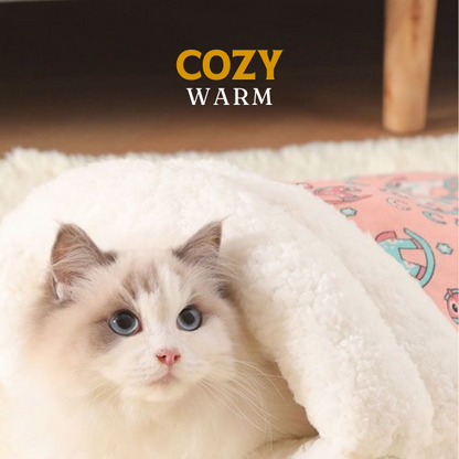⏳Time-Limited Special ⏰ Plush Cave-Style Pet Sleeping Bag – Semi-Enclosed Cozy Design Gives Cats Sheltered Tucked-Away Resting Spot, Soft Plush Comfort, Hooded Shape Blocks Indoor Drafts & Easy-Care Washable – 4 Patterns Multiple Sizes 🐱
