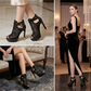 Lace Mesh Peep-Toe Platform High Heels