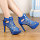 Lace Mesh Peep-Toe Platform High Heels