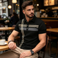 Men's Striped Short Sleeve Collared Top