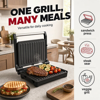 ⏳Time-Limited Special⏰🍳Electric Sandwich Press and Panini Maker with 180‑Degree Flat Grill, Fast‑Heating Non‑Stick Indoor Countertop Grill for Steak, Burgers & Toasted Sandwiches