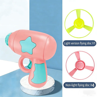 ⏳Time-Limited Special⏰  LED Flying Disc Launcher Gun Toy – One-Click Launch, Battery-Free Mechanical Design & Durable ABS – Active Play for Kids & Cats, Perfect for Family Bonding 🐈