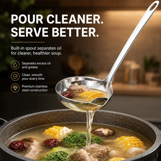 ⏳Time-Limited Special⏰ Oil Separator Spoon – From £6.99! Filters fat, stainless steel & heat-resistant. Healthier meals – grab yours! ✅
