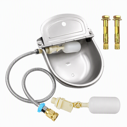 ⏳Time-Limited Special⏰🐄 Automatic 304 Stainless Steel Drinking Bowl with Float and Drain Hole for Cattle Horses Sheep and Dogs 🤖