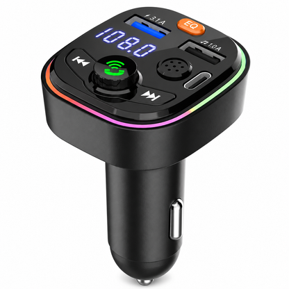 ⏳Time-Limited Special⏰Bluetooth Car FM Transmitter MP3 Player and with PD Fast Charging Dual USB Ports and Atmosphere Light