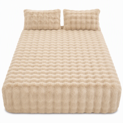 ⏳Time-Limited Special⏰!🛏Soft Rabbit Plush and Milk Velvet Fitted Sheet Mattress Cover Dustproof Mattress Protector