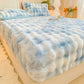 ⏳Time-Limited Special⏰!🛏Soft Rabbit Plush and Milk Velvet Fitted Sheet Mattress Cover Dustproof Mattress Protector
