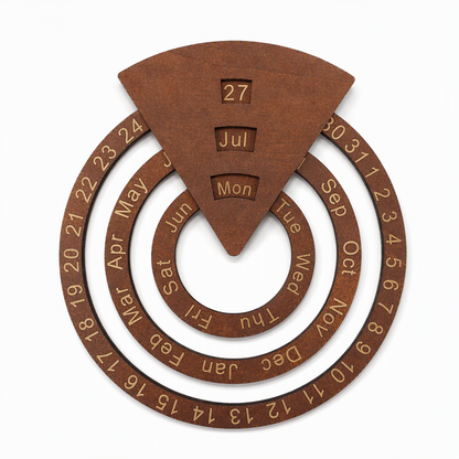 ⏳Time-Limited Special⏰Circular Wooden Rotating Perpetual Calendar Wall Hanging Decoration