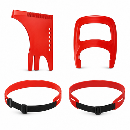 ⏳Time-Limited Special⏰Red 4-Piece Beard Shaping Tool and Hair Styling Comb Set with Neckline Hair Trimming