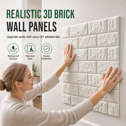 ⏳Time-Limited Special ⏰🏡 Self-Adhesive 3D Tile Panels – Brick texture, waterproof & 16 colours ✨