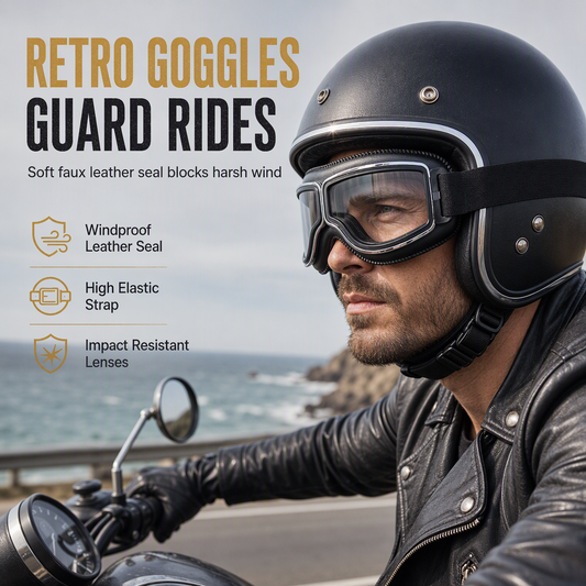 ⏳Time-Limited Special ⏰✨ Retro Motorcycle Goggles – Windproof, Shatterproof Lens, Vintage Style 🕶️