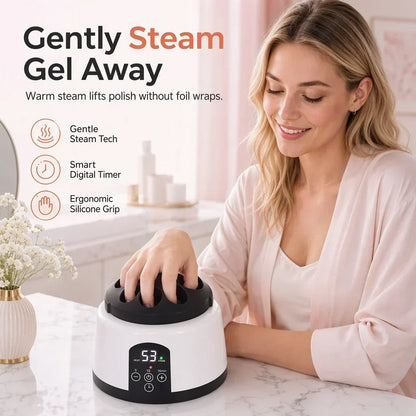 ⏳Time-Limited Special ⏰ Steam Gel Nail Remover Machine – Gentle Steam Nail Polish Remover, Digital Timer Nail Steamer for Gel Polish Removal