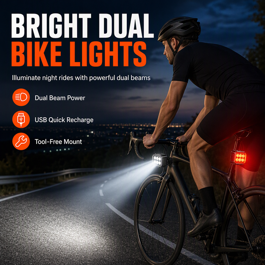 ⏳Time-Limited Special ⏰Bright Bicycle Light Set with Front Headlight and Rear Taillight for Night Riding Safety Warning Mountain Bike Accessories