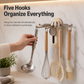 ⏳Time-Limited Special⏰Rotating 5-Hook Rack – Drill-Free Storage for a Clutter-Free Kitchen ✨🏠
