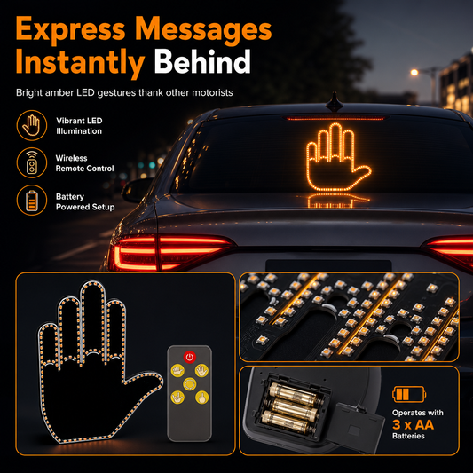 ⏳Time-Limited Special ⏰Interactive LED Car Gesture Light with Remote Control Finger Palm Warning Light for Vehicle Rear Window