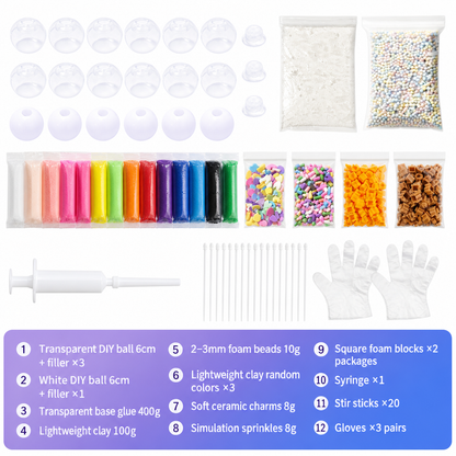 ⏳Time-Limited Special ⏰DIY Squeeze Ball Making Kit – mix colorful clay & sparkling fillers, leak-proof slow-rising fun. No-mess craft for kids! 🎨✅