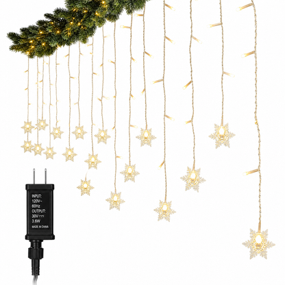 ⏳Time-Limited Special⏰LED Snowflake Curtain Lights – Waterproof & festive décor ✨