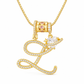 ⏳Time-Limited Special⏰Layering Cursive Initial with Heart Charm Gold and Silver Tone Box Chain Neck Jewelry 26 Letters A to Z